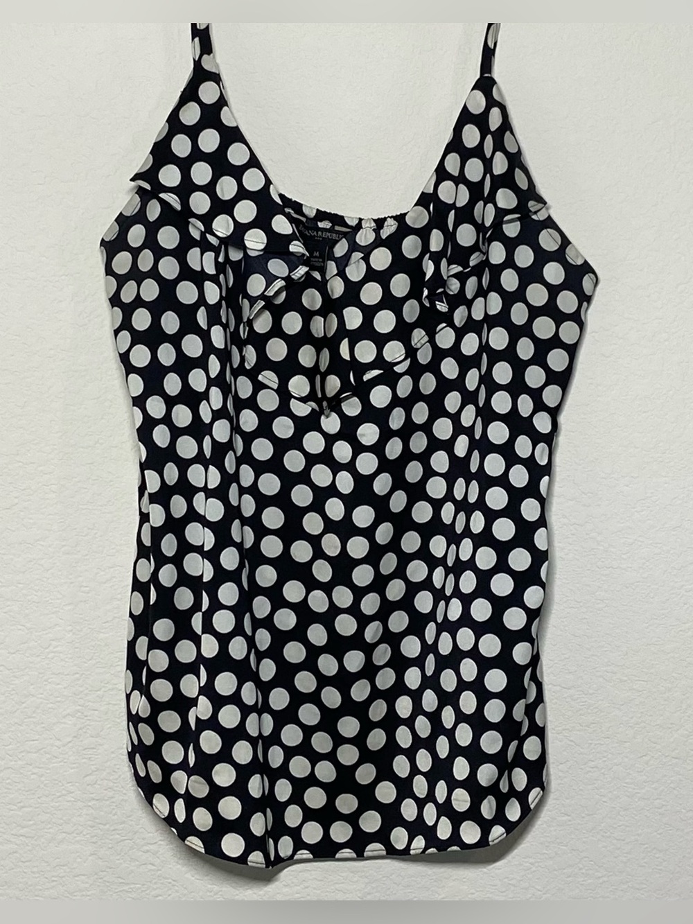 BANANA REPUBLIC Polka Dot Ruffle Camisole Top Size Medium